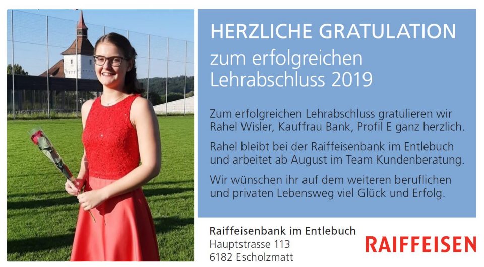 Herzliche Gratulation Zum Erfolgreichen Lehrabschluss 2019