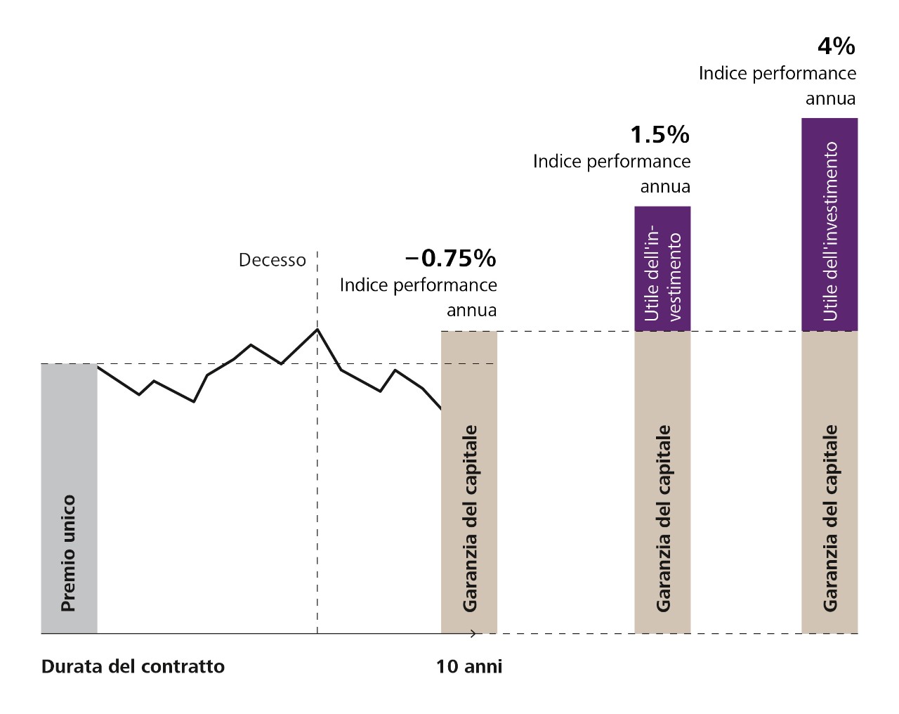 Grafico sull'assicurazione vita di capitale