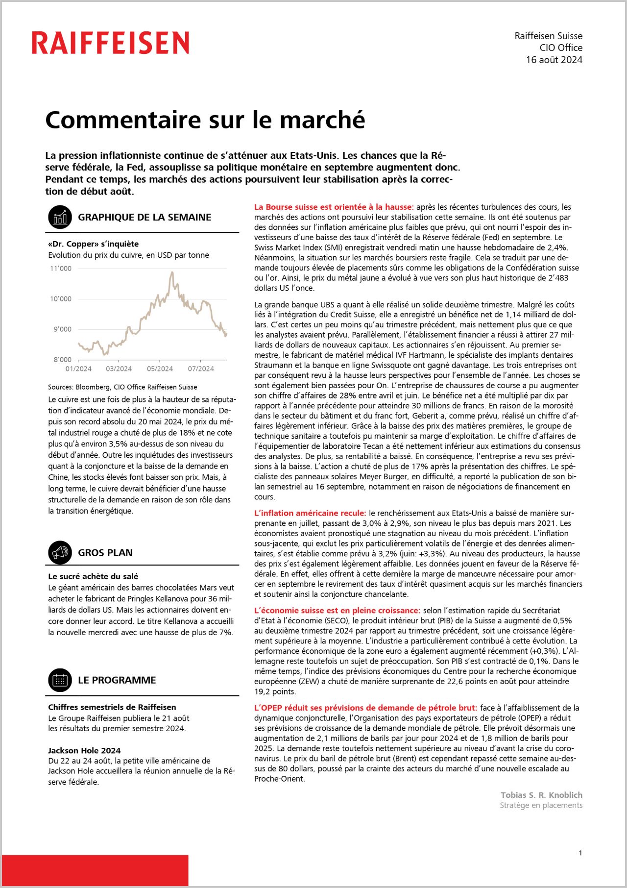 Commentaire sur le marché